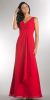 V-Neck Ruched Twist Knot Bust Long Bridesmaid Dress in Red